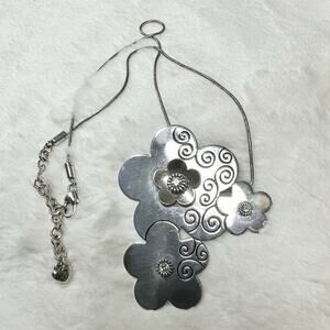 Brighton Florenza Floral Pendant Necklace Silver Tone